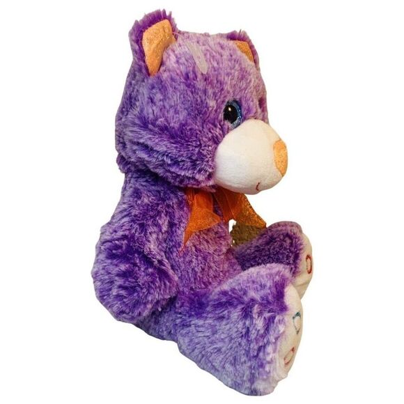 Hug Fun Purple Teddy Bear Soft Plush Blue Glitter Eyes Stuffed Animal Doll 9" - Picture 4 of 7